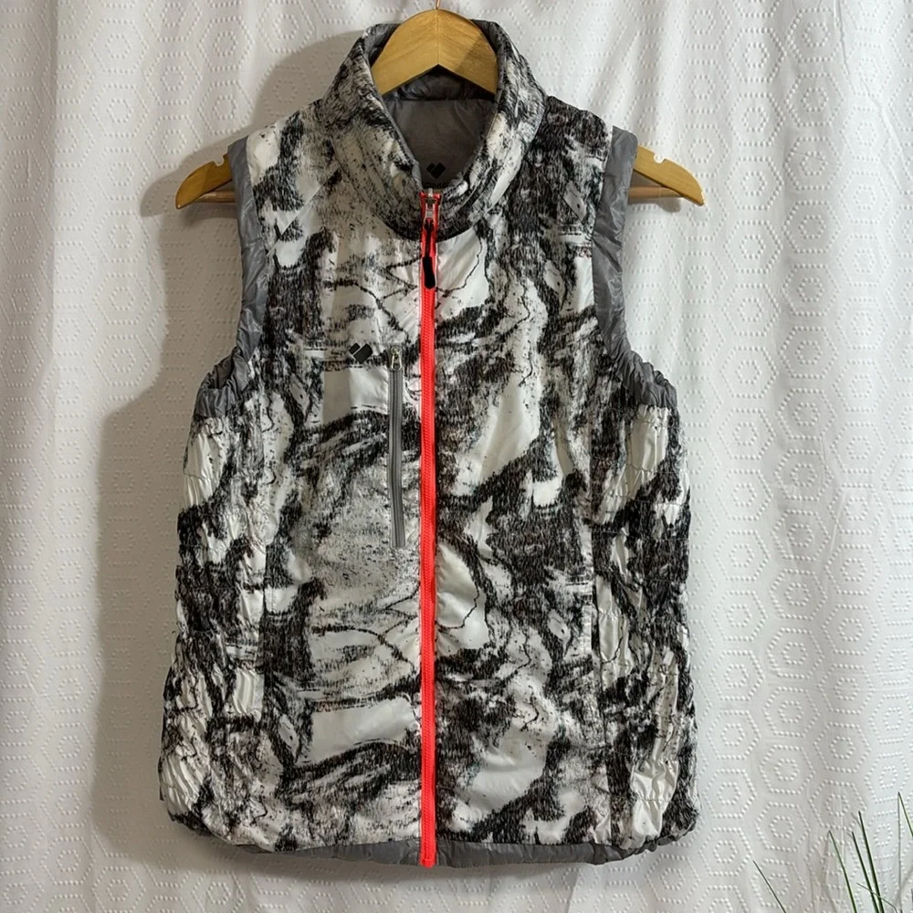 Obermeyer Reversible Puffer Vest Grey & White & Orange Zipper Size Medium - Picture 7 of 9
